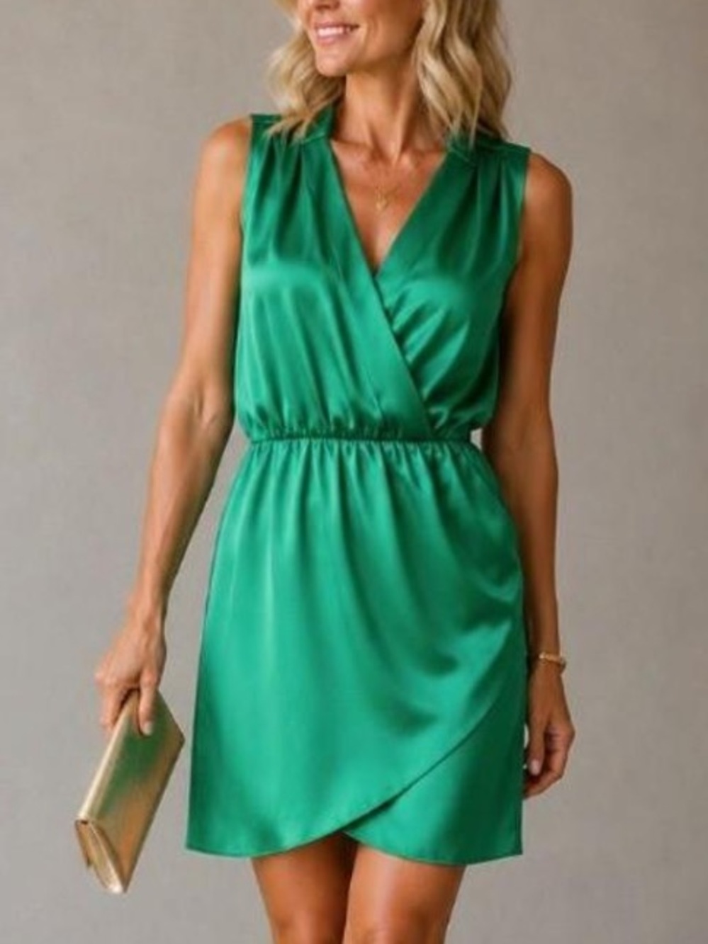 Amanda Uprichard Emerald Green Silk Sleeveless Mini Dress